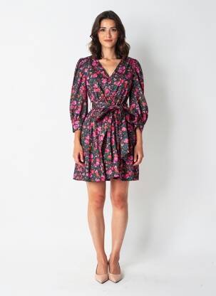 Rochie scurtă mâneci lungi mâneci lungi negru DAPHNEA femeie