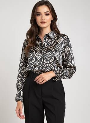 Cămașă țesătură crep mâneci lungi negru PEACE N'LOVE femeie