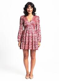 Rochie scurtă mâneci lungi mâneci lungi roșu MAJOLICA femeie