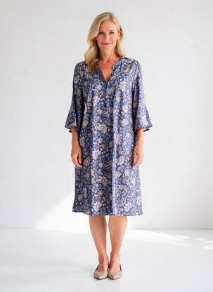 Rochie midi mâneci 3/4 mâneci 3/4 albastru GEVANA femeie
