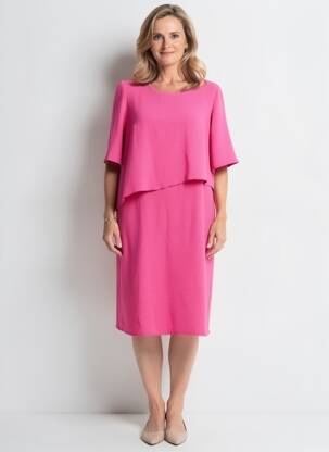 Rochie midi mâneci scurte mâneci scurte roz GEVANA femeie