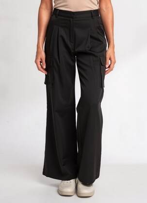 Pantalon cargo buzunare mărime normală negru ATELIER EVÈNE femeie