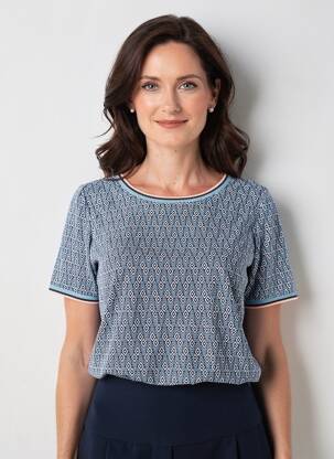 Tricou imprimeu fantezie mâneci scurte albastru GEVANA femeie