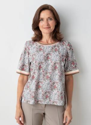Tricou imprimeu fantezie mâneci scurte roșu GEVANA femeie