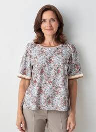 Tricou imprimeu fantezie mâneci scurte roșu GEVANA femeie
