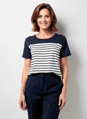 Tricou elasticitate mâneci scurte albastru GEVANA femeie