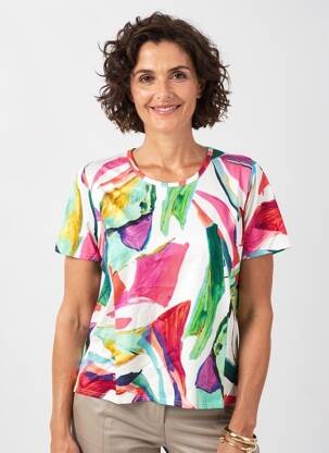 Tricou imprimeu fantezie mâneci scurte roz GEVANA femeie
