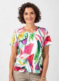 Tricou imprimeu fantezie mâneci scurte roz GEVANA femeie