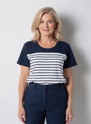 Tricou elasticitate mâneci scurte albastru GEVANA femeie