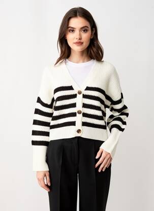 Vestă cu mâneci lungi croială cambrată alb VERO MODA femeie