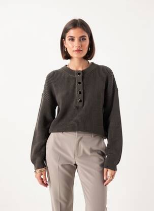 Pulover strânsă pe partea de jos mâneci lungi verde VERO MODA femeie