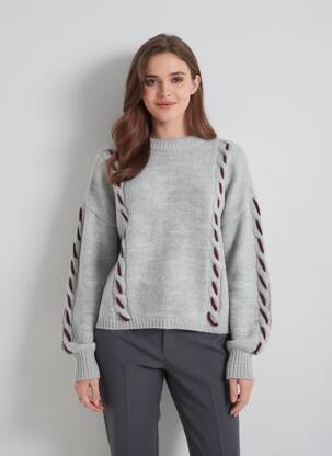 Pulover strânsă pe partea de jos mâneci lungi gri VERO MODA femeie