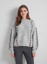 Pulover guler rotund mâneci lungi gri VERO MODA femeie