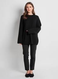 Pulover guler rotund mâneci lungi negru B.YOUNG femeie