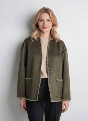 Palton scurt croială dreaptă fără glugă verde VERO MODA femeie