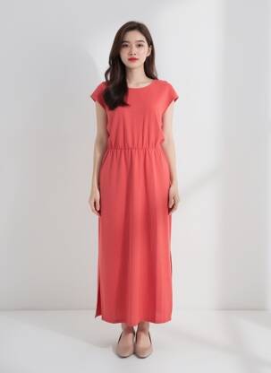 Rochie lungă mâneci scurte mâneci scurte roșu VERO MODA femeie