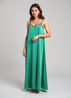 Rochie lungă bretele subțiri bretele subțiri verde VERO MODA femeie