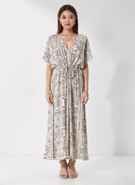 Rochie lungă mâneci scurte mâneci scurte alb VERO MODA femeie