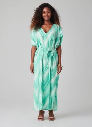 Rochie lungă imprimeu fantezie mâneci scurte verde VERO MODA femeie