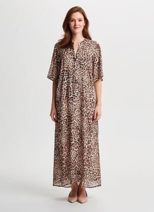 Rochie lungă mâneci scurte mâneci scurte maro B.YOUNG femeie