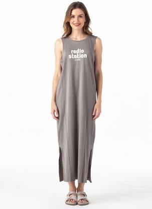 Rochie lungă fără mâneci fără mâneci gri NOISY MAY femeie
