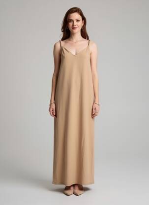 Rochie lungă fără mâneci fără mâneci bej VERO MODA femeie