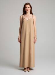 Rochie lungă fără mâneci fără mâneci bej VERO MODA femeie