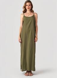 Rochie lungă croială fluidă bretele subțiri verde VERO MODA femeie