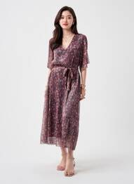 Rochie lungă imprimeu fantezie mâneci 3/4 albastru VERO MODA femeie