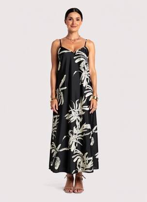 Rochie midi guler în v bretele subțiri negru AWARE BY VERO MODA femeie