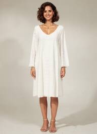 Rochie midi mâneci 3/4 mâneci 3/4 bej GAOS femeie