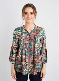 Tunică mâneci lungi imprimeu fantezie albastru ORIENTIQUE NATURALLY femeie