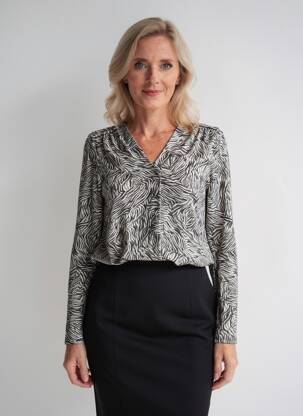 Bluză țesătură poplin mâneci lungi negru JULIE GUERLANDE femeie