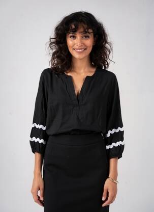 Bluză mâneci 3/4 mâneci 3/4 negru MALOKA femeie