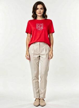Tricou serigrafie mâneci scurte roșu STREET ONE femeie