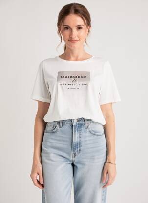 Tricou croială dreaptă mâneci scurte bej STREET ONE femeie