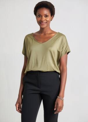 Tricou guler în v mâneci scurte verde BETTY BARCLAY femeie