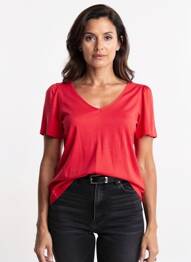 Tricou guler în v mâneci scurte roșu PRINCESSE NOMADE femeie