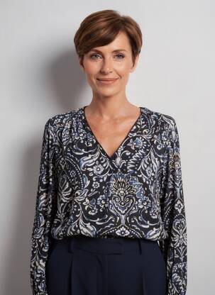 Bluză imprimeu floral mâneci lungi negru JULIE GUERLANDE femeie