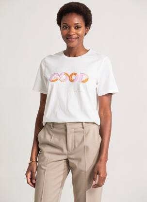 Tricou serigrafie cu strasuri mâneci scurte bej BETTY BARCLAY femeie