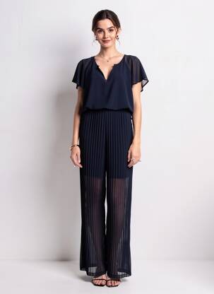 Salopetă-pantalon închidere cu nasturi la spate mâneci scurte albastru TIFFOSI femeie