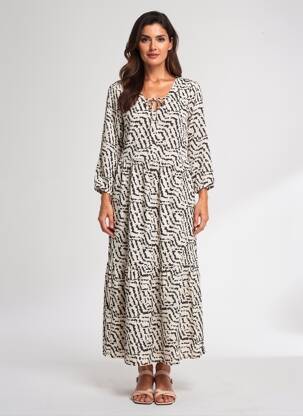 Rochie lungă mâneci lungi mâneci lungi bej STREET ONE femeie