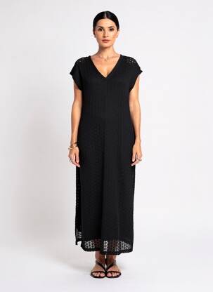 Rochie lungă mâneci scurte mâneci scurte negru STREET ONE femeie