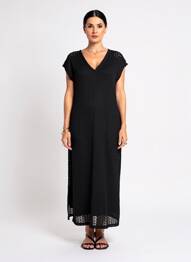 Rochie lungă mâneci scurte mâneci scurte negru STREET ONE femeie