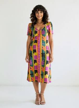 Rochie midi mâneci scurte mâneci scurte roz PRINCESSE NOMADE femeie