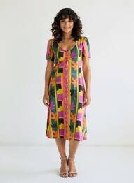 Rochie midi mâneci scurte mâneci scurte roz PRINCESSE NOMADE femeie