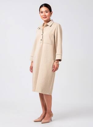 Rochie midi imprimeu fantezie mâneci lungi bej STREET ONE femeie