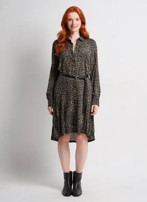 Rochie midi croială fluidă mâneci lungi negru TIFFOSI femeie
