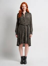 Rochie midi croială fluidă mâneci lungi negru TIFFOSI femeie