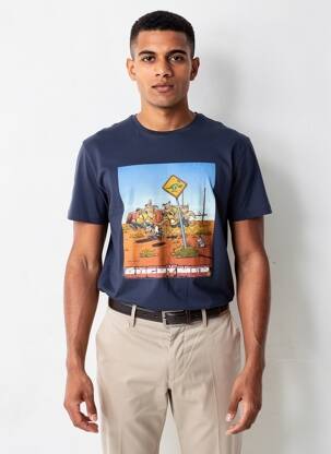 Tricou croială cambrată mâneci scurte albastru CAMBERABERO bărbat